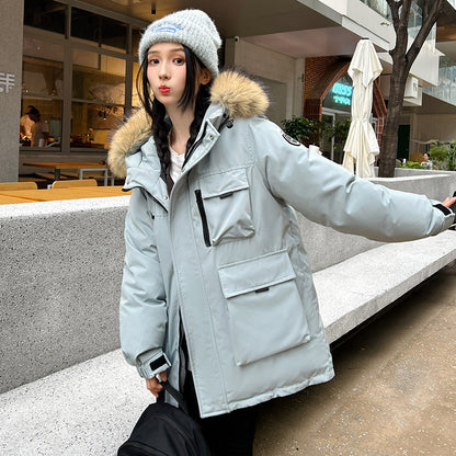 Warm Large Fur Collar Cotton Clothes Women
