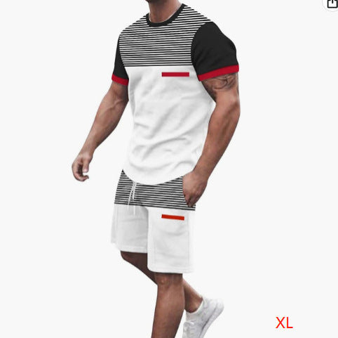 Ensemble t-shirt et short décontractés pour homme, vêtements de sport imprimés deux pièces