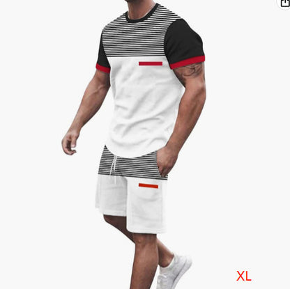 Ensemble t-shirt et short décontractés pour homme, vêtements de sport imprimés deux pièces