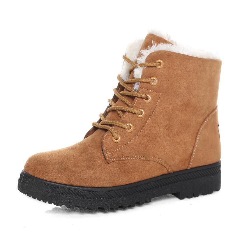 Bottes de neige d'hiver avec bottines en peluche chaudes pour femmes cute et cozy