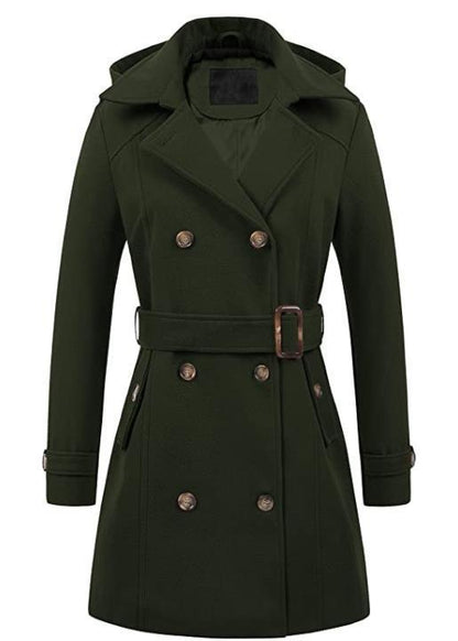 Manteau à capuche en laine pour femme grande taille