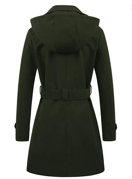 Manteau à capuche en laine pour femme grande taille