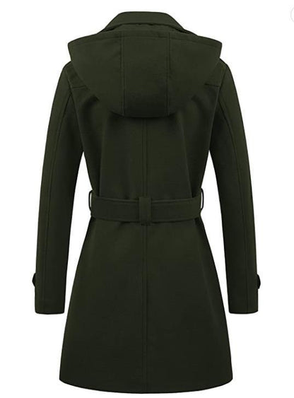 Manteau à capuche en laine pour femme grande taille