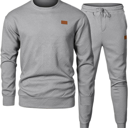 Round Neck Jacquard Sweater Set Men