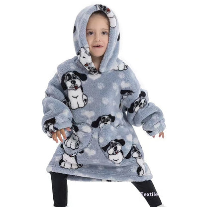 Vêtements confortables en velours de coton résistants au froid pour garçons et filles, couverture à capuche épaisse grande taille, vêtements de nuit pour enfants