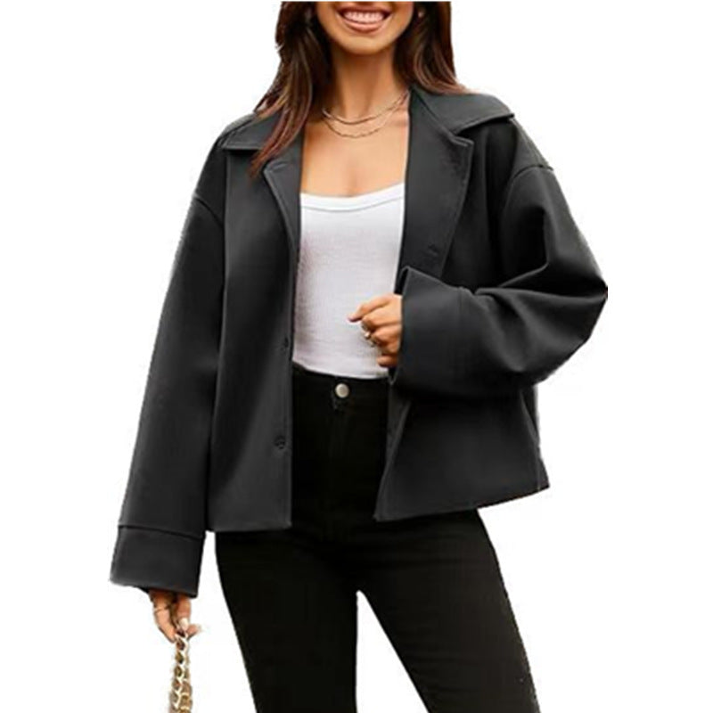 Manteau boutonné à manches longues pour femme