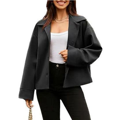 Manteau boutonné à manches longues pour femme