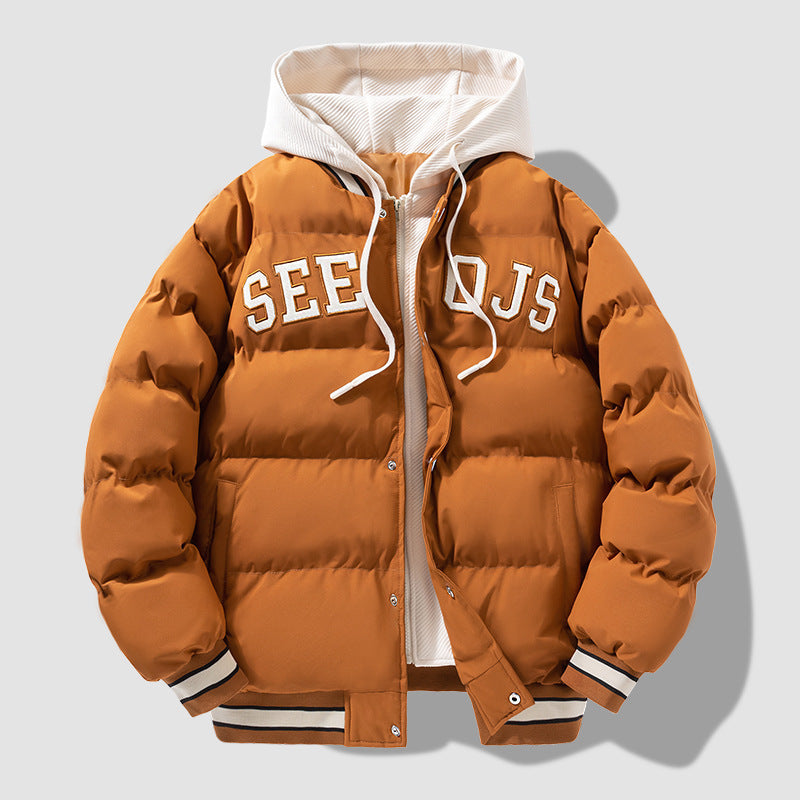 Manteau à capuche en coton pour homme et adolescent, veste chaude et solide avec fermeture éclair, style hiver