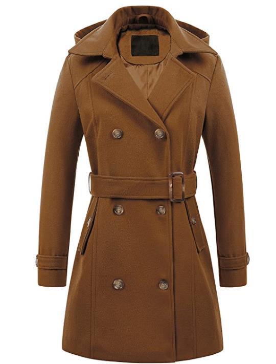 Manteau à capuche en laine pour femme grande taille