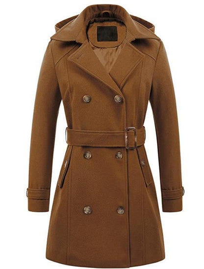 Manteau à capuche en laine pour femme grande taille