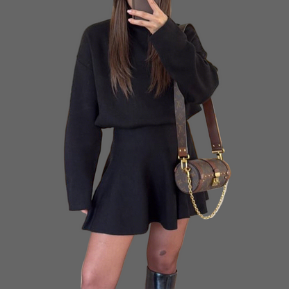 Casual Vacation Style Sweater Long Sleeve Skirt Dress Women's Clothing