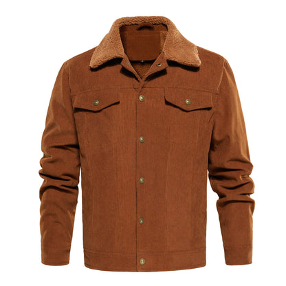 Veste d'hiver en velours côtelé pour homme, doublée chaude et épaisse, mode