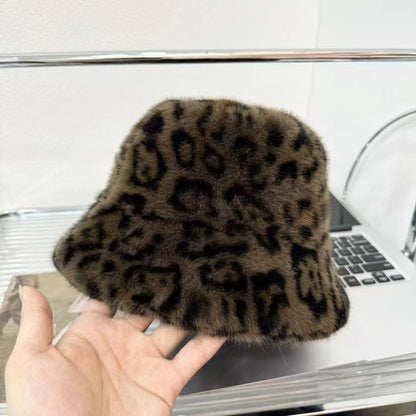 Versatile Faux Mink Fur Warm Cold-proof Windproof Face-flattering Fluffy Bucket Hat