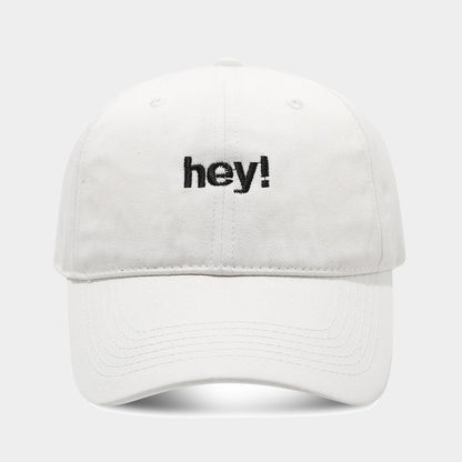Creative Letters Hey Embroidery Soft Top Peak Cap