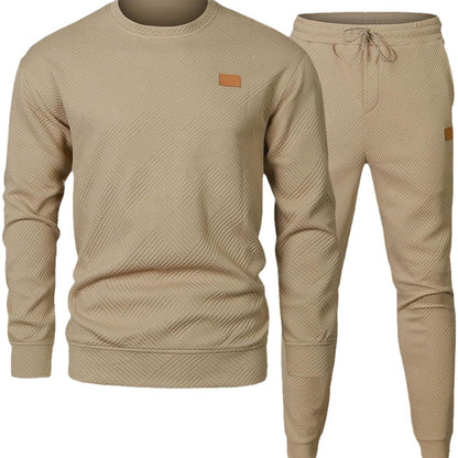 Round Neck Jacquard Sweater Set Men