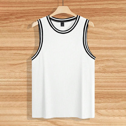 Gilet de sport ajusté en tricot à rayures verticales