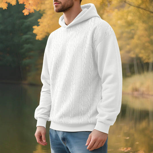 Men's Casual Thick Jacquard Hooded Sweatshirt