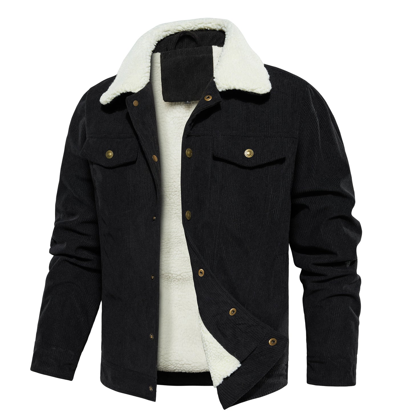 Veste d'hiver en velours côtelé pour homme, doublée chaude et épaisse, mode