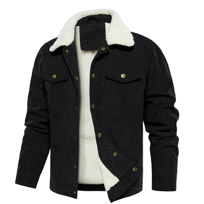 Veste d'hiver en velours côtelé pour homme, doublée chaude et épaisse, mode