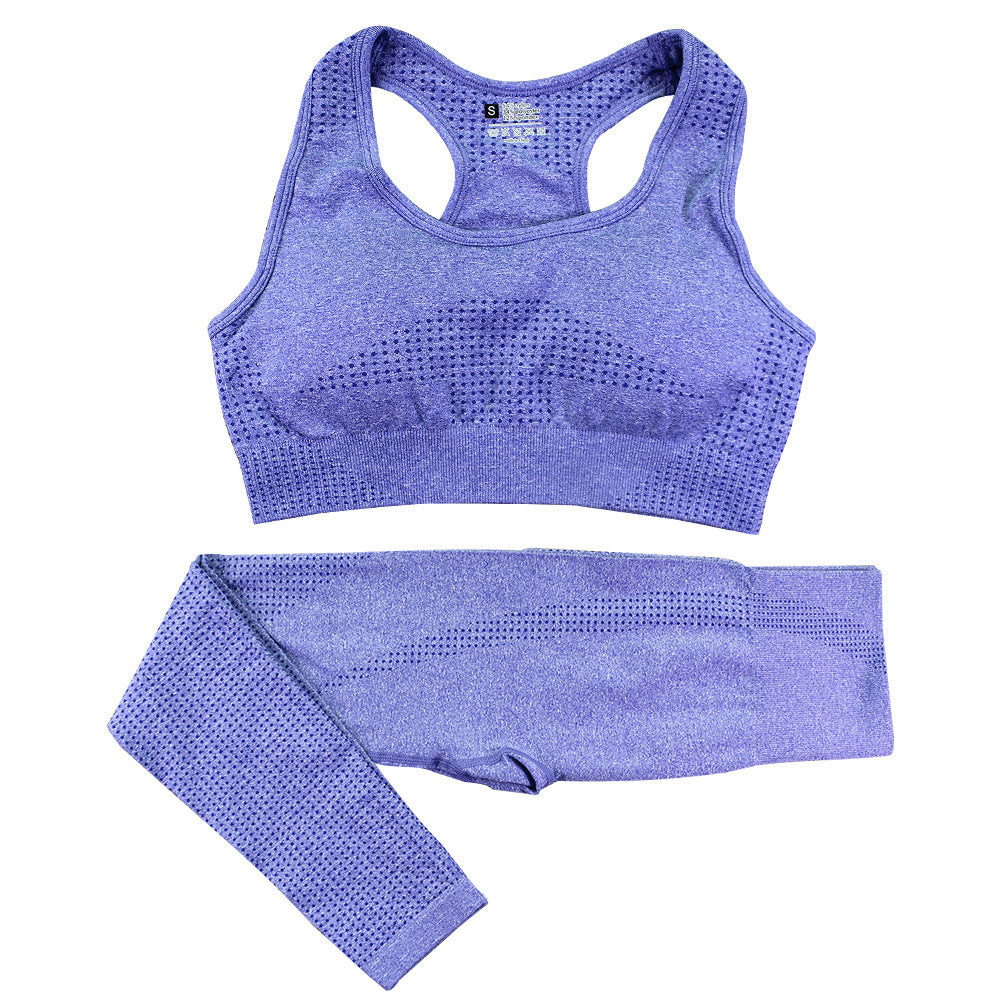 Ensemble de yoga 2 pièces sans couture pour femmes, survêtement, leggings taille haute, vêtements de sport, haut court de fitness, combinaisons de sport, ensemble de gymnastique
