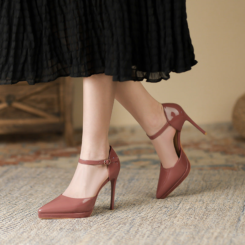 Pointed-toe Waterproof Platform Hollow 10 5cm Women's High Heels