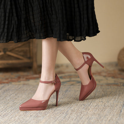 Pointed-toe Waterproof Platform Hollow 10 5cm Women's High Heels