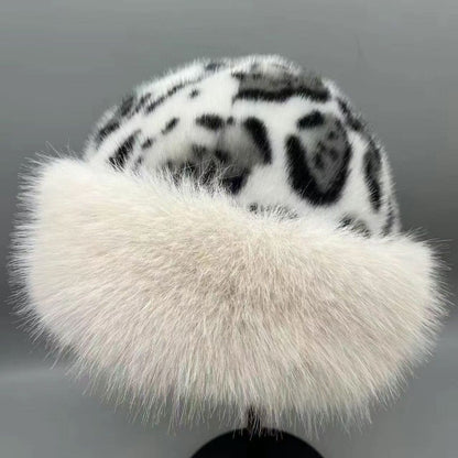 Leopard Print Mongolian Winter Fluffy Hat For Cold Weather