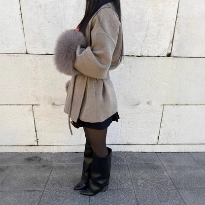 Manteau long à manches fourrées