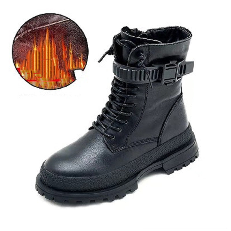 Bottes Martin pour enfants en cuir à bout rond, stylée pour l'automne. Confortable