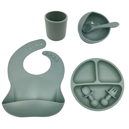Couverts pour bébé, bavoir en silicone, tasse en silicone, cuillère