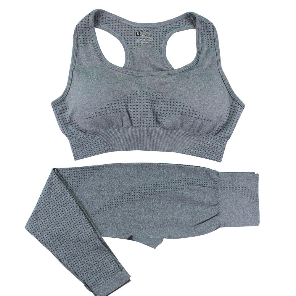 Ensemble de yoga 2 pièces sans couture pour femmes, survêtement, leggings taille haute, vêtements de sport, haut court de fitness, combinaisons de sport, ensemble de gymnastique