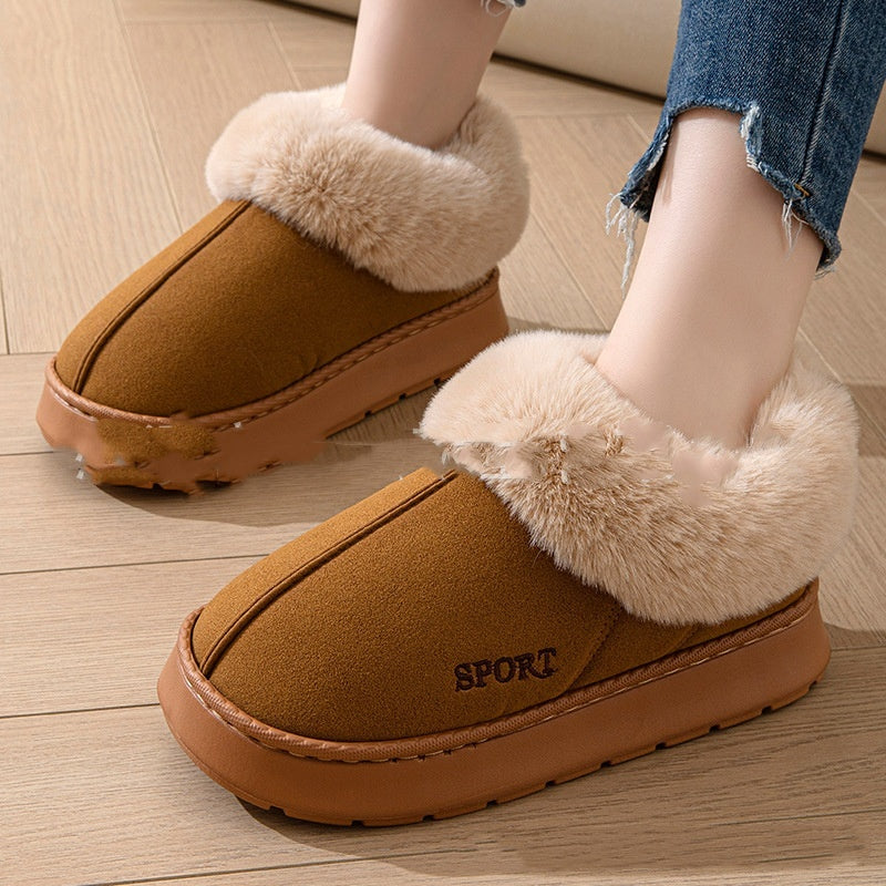 Chaussons confortables et doux pour femmes, chaussures à plateforme antidérapantes avec doublure en fausse fourrure, semelle silencieuse et ajustement confortable pour l'intérieur