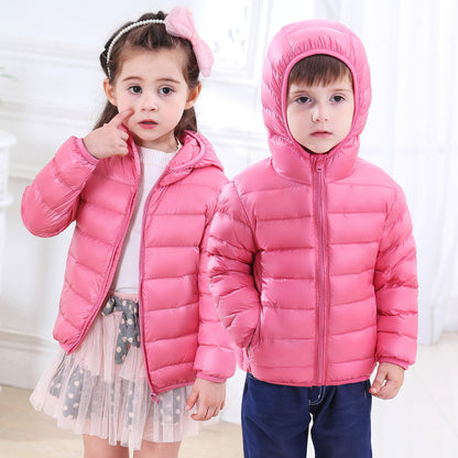 Doudoune légère pour enfant de taille moyenne et grande, veste courte à capuche en plumes pour enfant