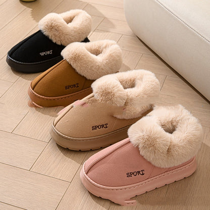 Chaussons confortables et doux pour femmes, chaussures à plateforme antidérapantes avec doublure en fausse fourrure, semelle silencieuse et ajustement confortable pour l'intérieur