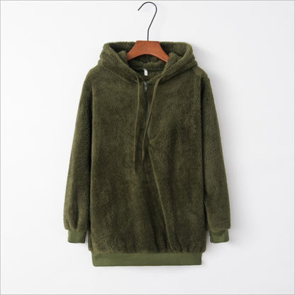 Pull à capuche à manches longues de couleur unie,chaud et confortable.
