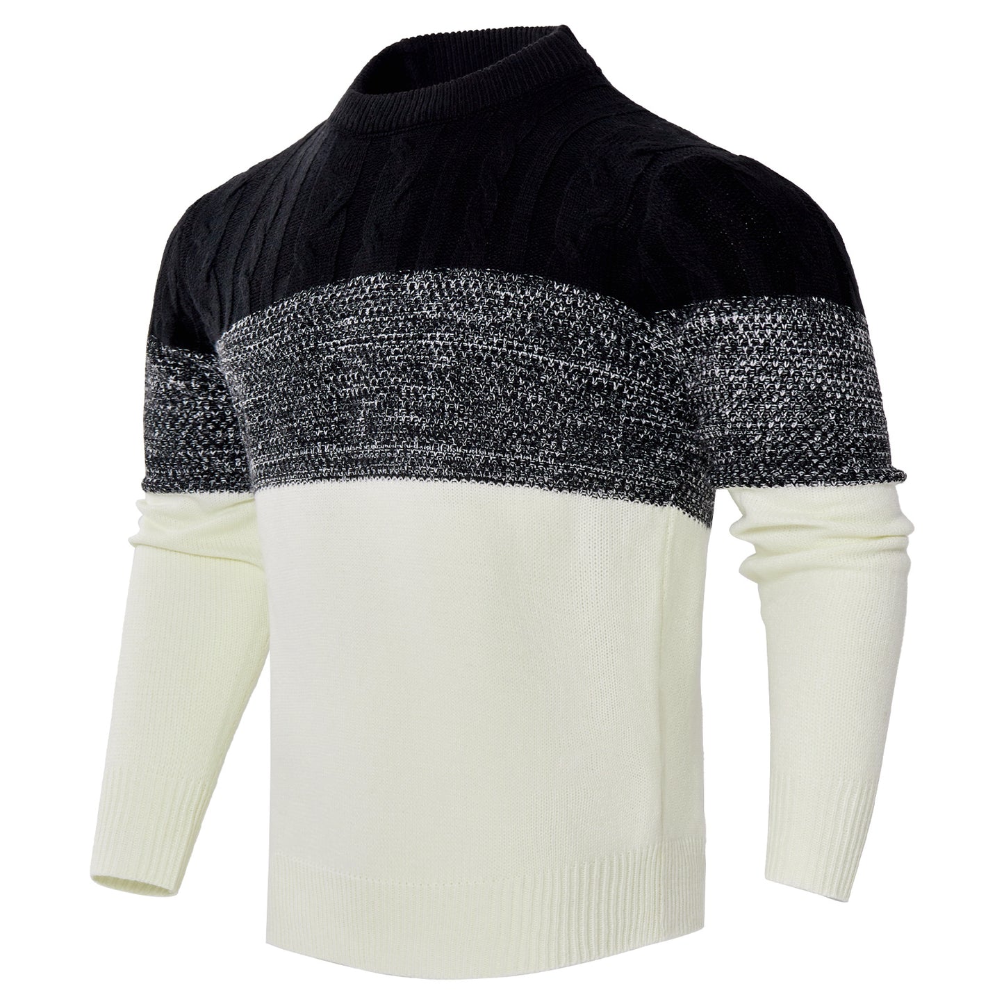 Pull décontracté à manches longues et blocs de couleurs pour homme