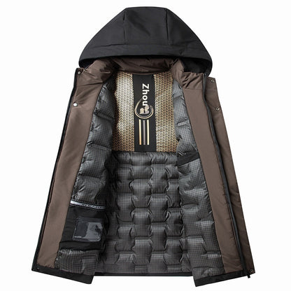 Mid-length Cotton-padded Coat Men's Windproof Thick Warm Jacket