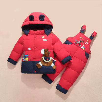 Ensemble veste épaisse décontractée en duvet pour enfants très mignon et chaud.