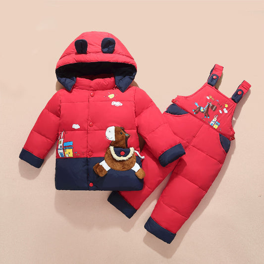 Ensemble veste épaisse décontractée en duvet pour enfants très mignon et chaud.