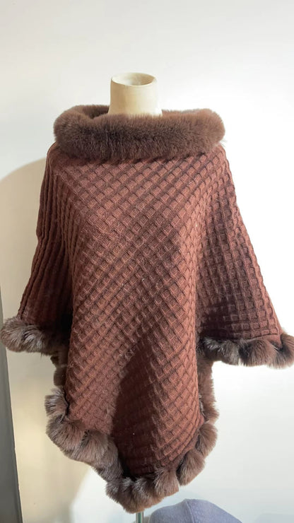 châle en fourrure de lapin Rex, luxueuse, tendance automne-hiver, vêtement d'extérieur élégant pour femme