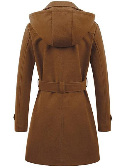 Manteau à capuche en laine pour femme grande taille