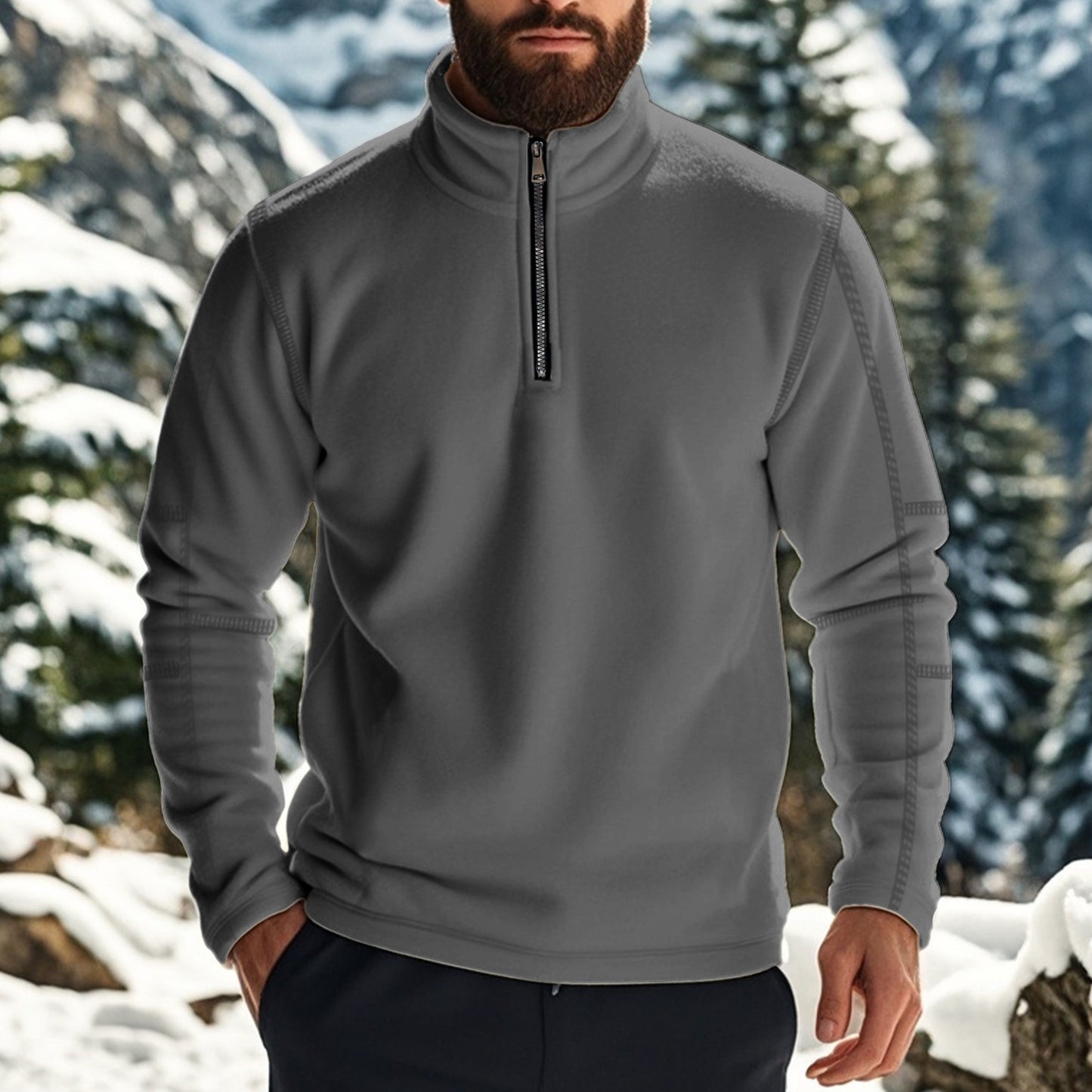 Men's Long Sleeve Solid Color Sweatshirt