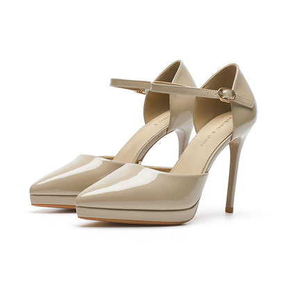 Pointed-toe Waterproof Platform Hollow 10 5cm Women's High Heels