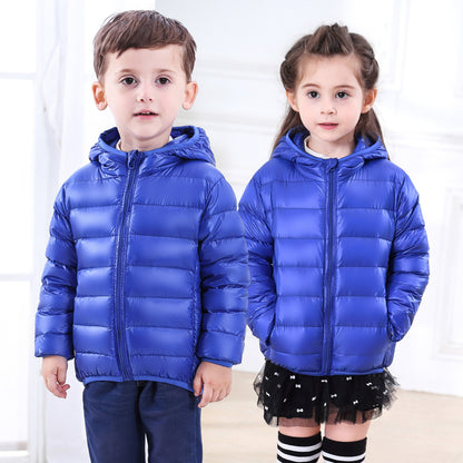 Doudoune légère pour enfant de taille moyenne et grande, veste courte à capuche en plumes pour enfant