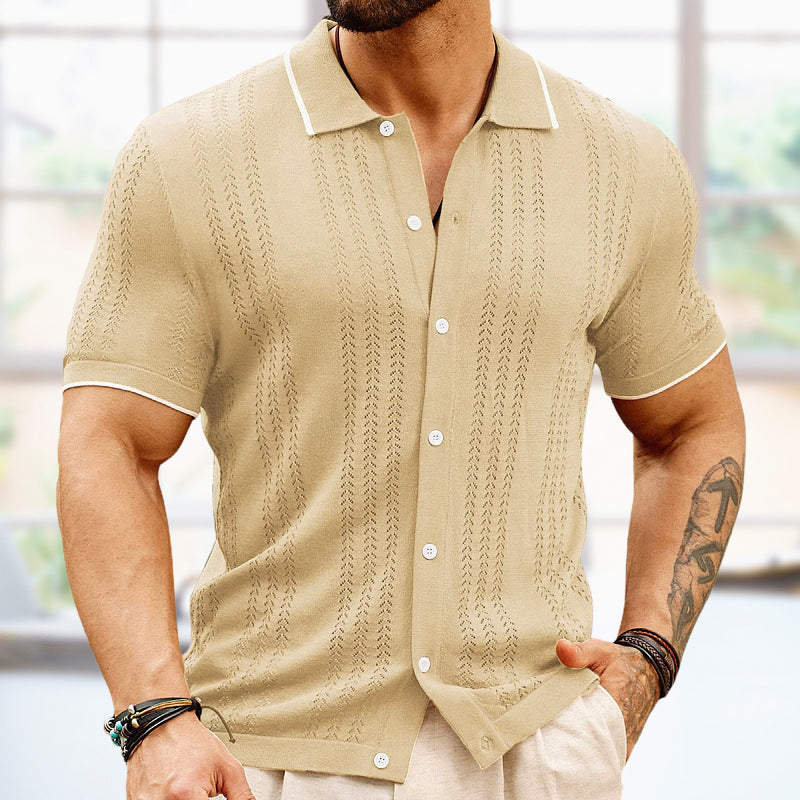 Polo à manches courtes, haut d'été à revers boutonné, vêtements d'affaires tendance pour hommes