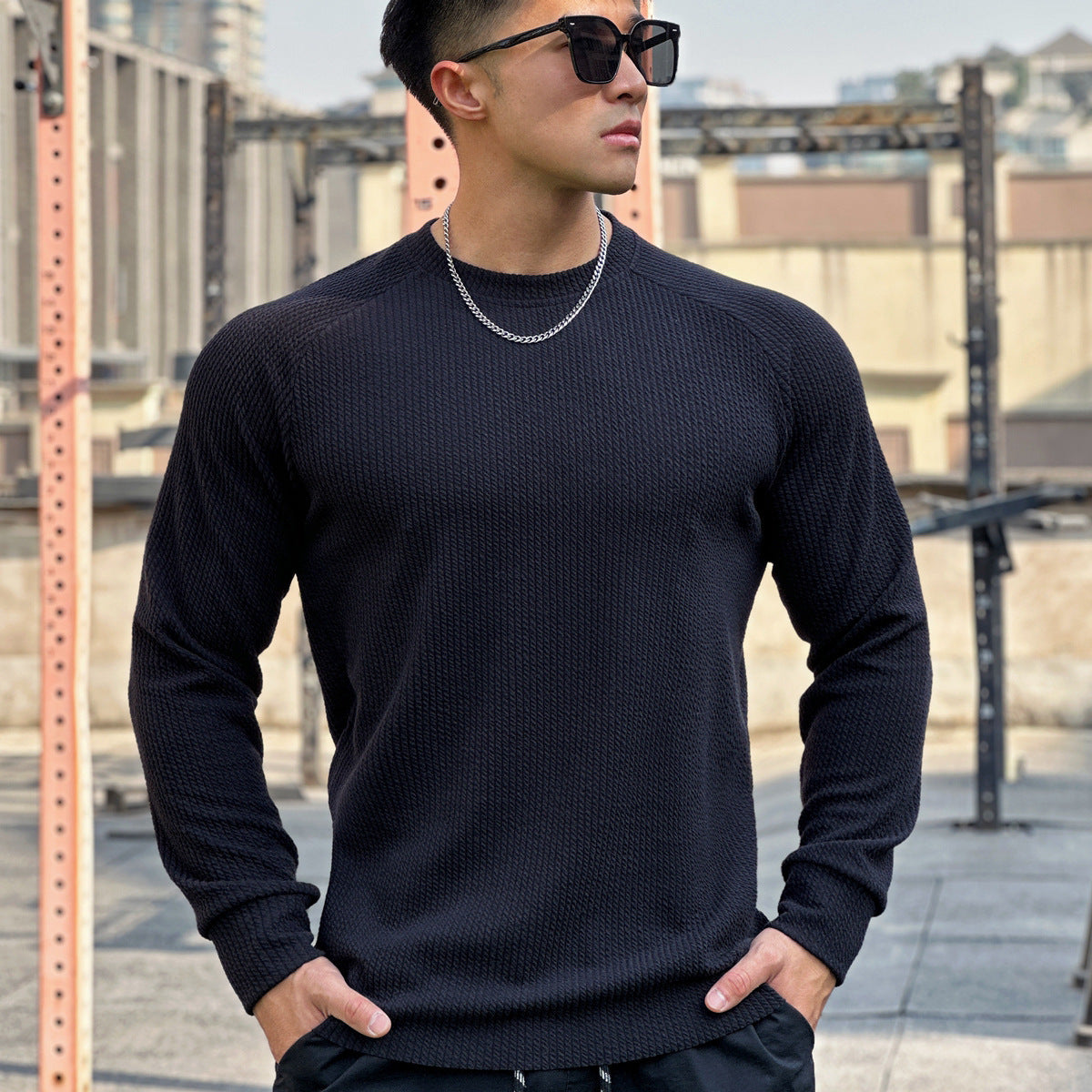 Men's Crew Neck Casual Plus Size Pullover Long Sleeve