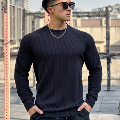 Men's Crew Neck Casual Plus Size Pullover Long Sleeve