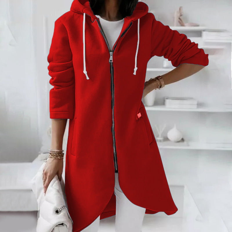 Sweat à capuche zippé à manches longues avec poche tissu léger. Couleur unie pour femme, lire les descriptions sur les articles pour choisir votre grandeur.