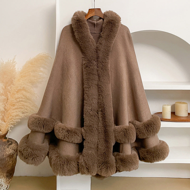 Knitted Cardigan Shawl Cape Coat