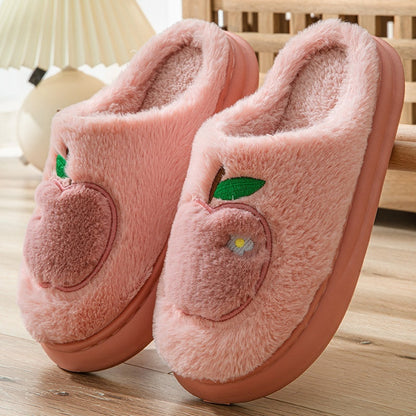 Chaussons en coton pour femmes, pantoufles chaudes en peluche pour l'intérieur